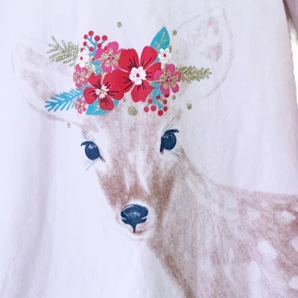 Carter's Kid Light Pink Floral Deer Hooded Long Sleeve Top 6/6X. - Picture 2 of 6
